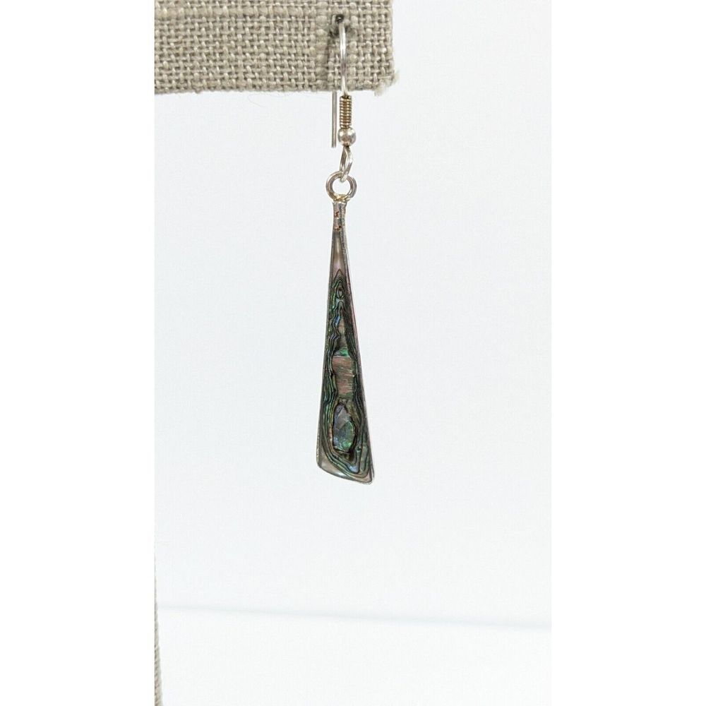 Abalone Long Shell Silver Dangle Earrings - image 5